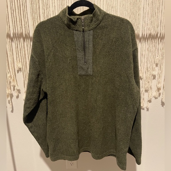 Green Brand Boho Hippie Recycled Yarn Mock Neck Oversized Sweater Sz XL UNISEX - Picture 1 of 8
